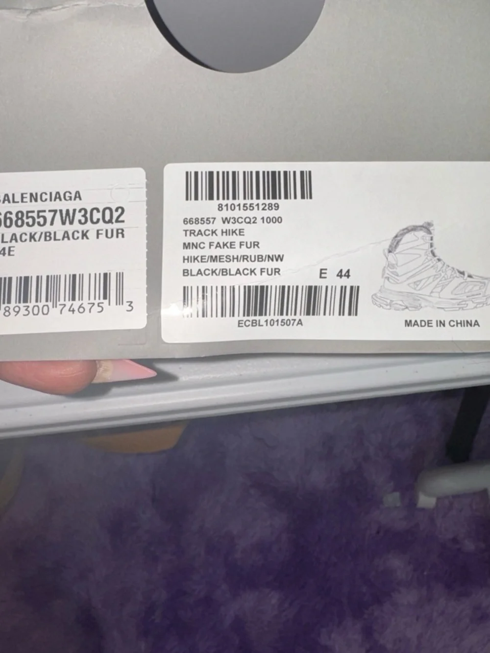 Balenciaga Black Faux Fur Trail Boots